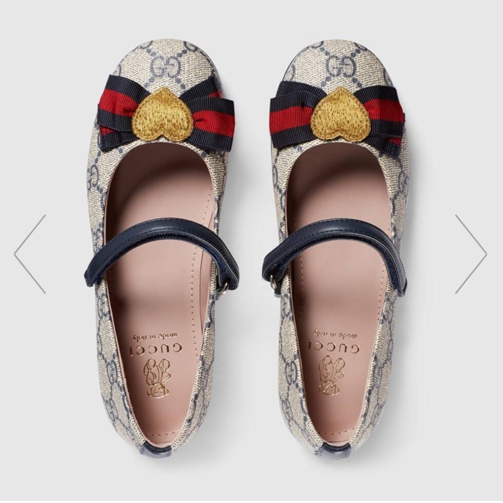 GUCCI Girl’s GG Supreme Ballet Flats w/ BOX, BAG